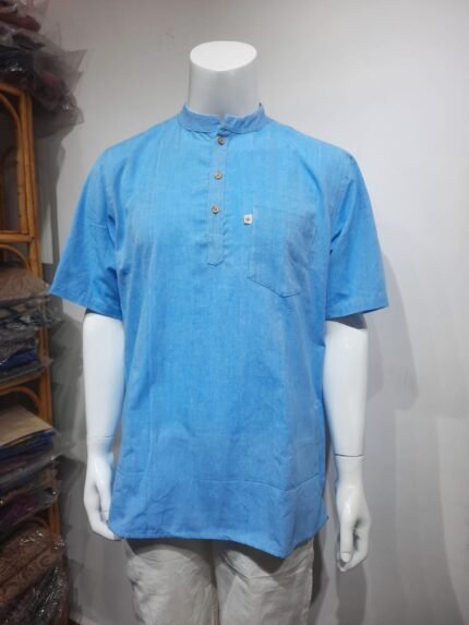 Sky Blue Mandarin Collar Short Kurta