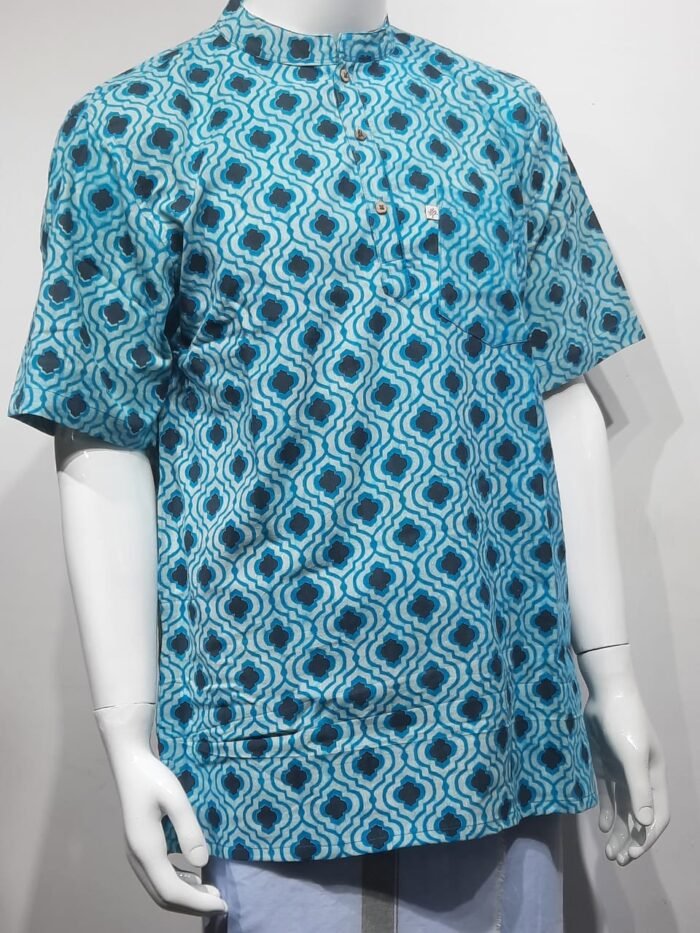 Teal Blue Short Kurta - Image 3