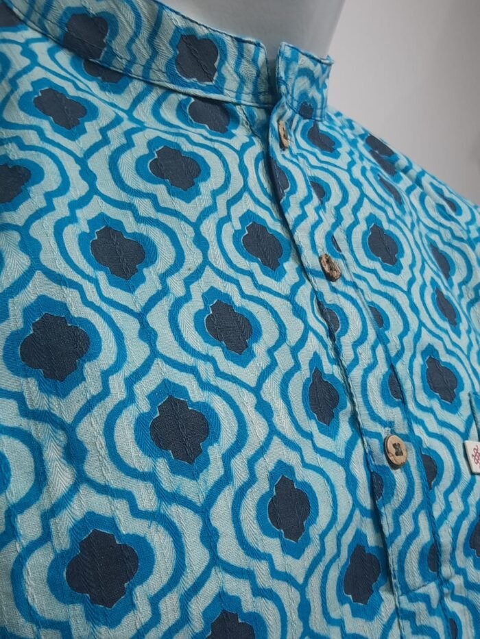 Teal Blue Short Kurta - Image 2